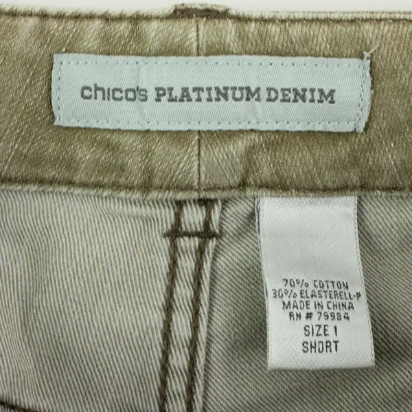 Chico's Platinum Denim Women's Size 1 Short Skinny Jeans Khaki