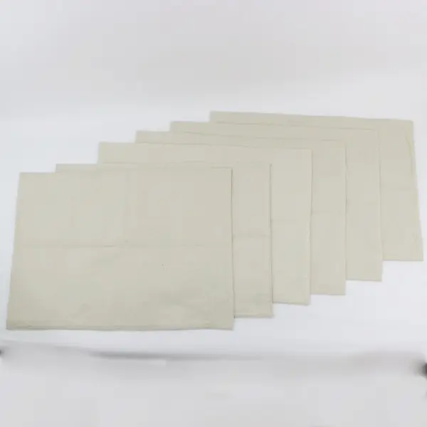 Set of 6 Cream Embroidered Feather Cloth Placemats 19x13.5 in