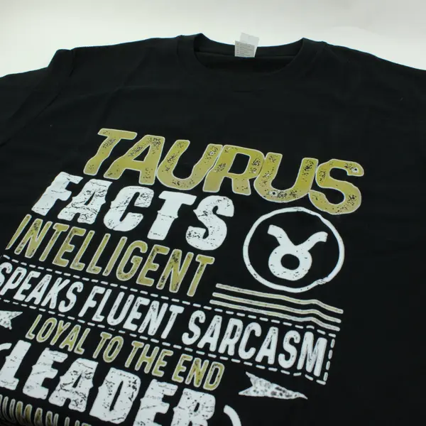 Taurus Facts T-Shirt Large Black Astrology Zodiac Sarcasm Graphic