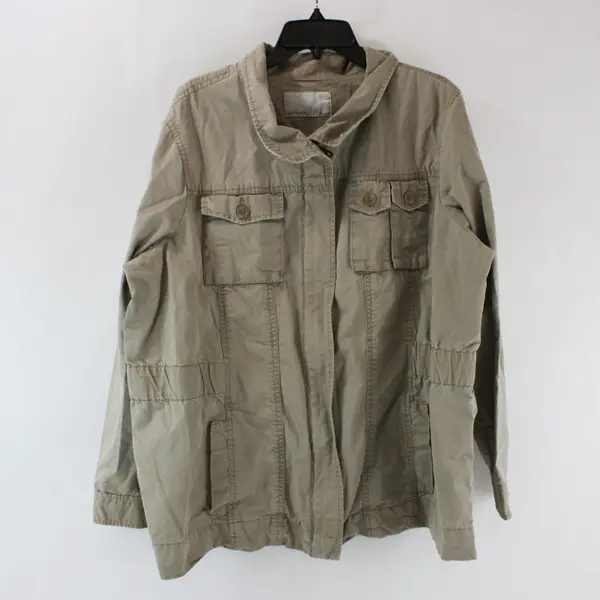 Old Navy Women's Tan Utility Jacket Zip Front Elastic Waist Est XL