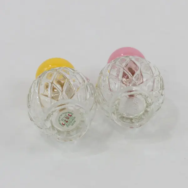 Lot of 2 Vintage Avon Round Pressed Glass Cologne Bottles 1 fl oz Empty