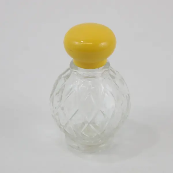 Lot of 2 Vintage Avon Round Pressed Glass Cologne Bottles 1 fl oz Empty