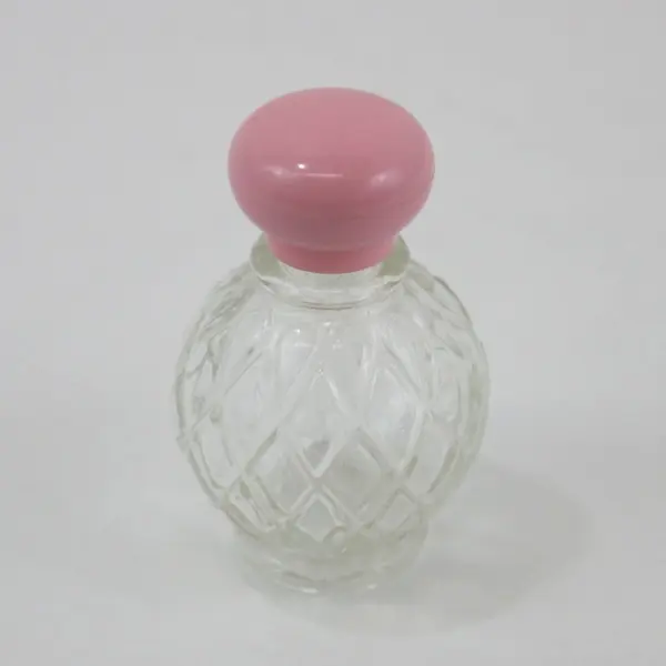 Lot of 2 Vintage Avon Round Pressed Glass Cologne Bottles 1 fl oz Empty