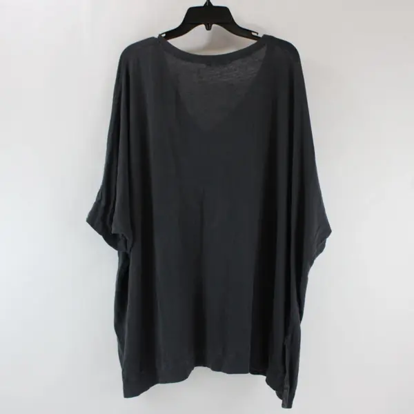 Cut Loose Women's One Size Dark Gray Linen V-Neck 3/4 Sleeve Top