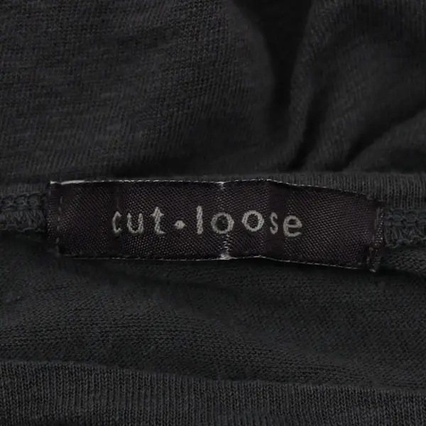 Cut Loose Women's One Size Dark Gray Linen V-Neck 3/4 Sleeve Top