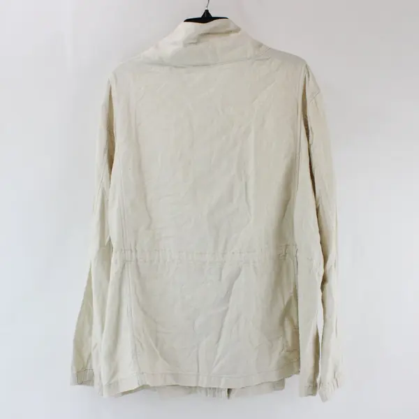 Women's Ivory Cream Linen Blend Utility Jacket XXL Zip Drawstring Waist