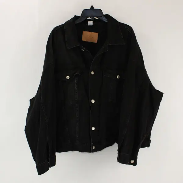 &Denim Women's Black Denim Jean Jacket Button Front XL