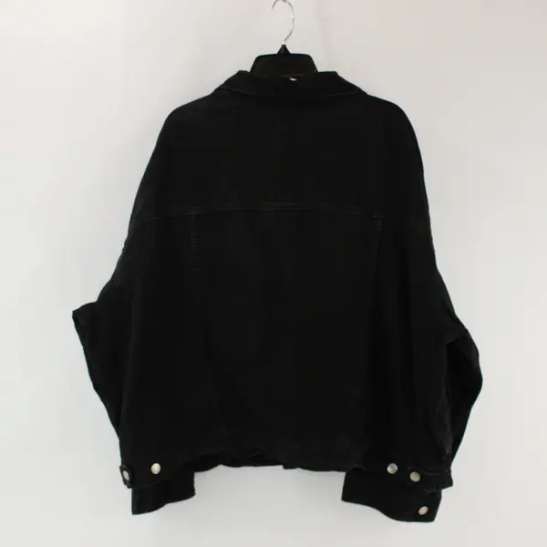 &Denim Women's Black Denim Jean Jacket Button Front XL