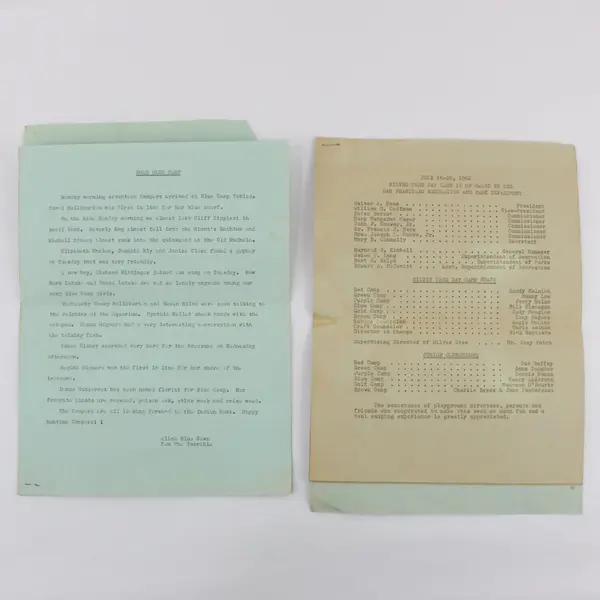 Lot of 2 Silver Tree Camp Newsletters 1962 & 1966 San Francisco Parks 