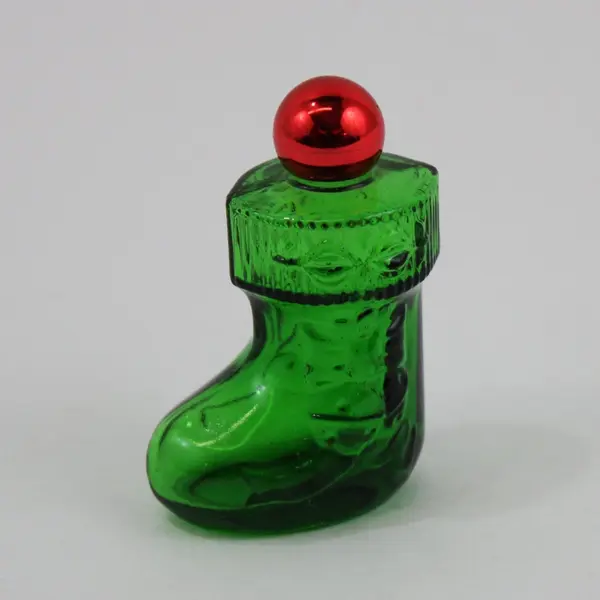 Vintage Avon Christmas Surprise Cologne Stocking Bottle Green Glass 1 oz Empty