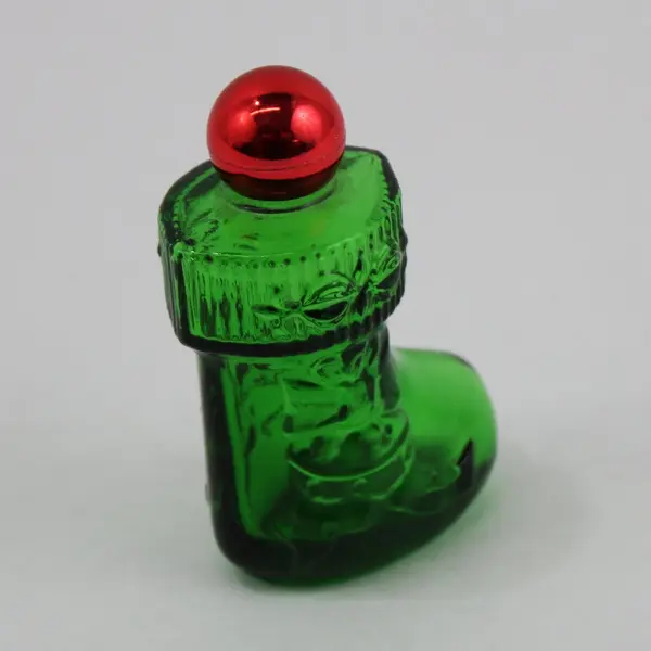 Vintage Avon Christmas Surprise Cologne Stocking Bottle Green Glass 1 oz Empty