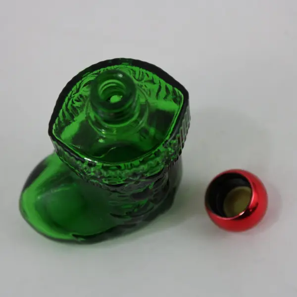 Vintage Avon Christmas Surprise Cologne Stocking Bottle Green Glass 1 oz Empty