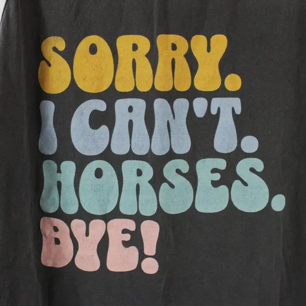 Comfort Colors Men's XL Dark Gray Tank Top "Sorry. I Can't. Horses. Bye!" 