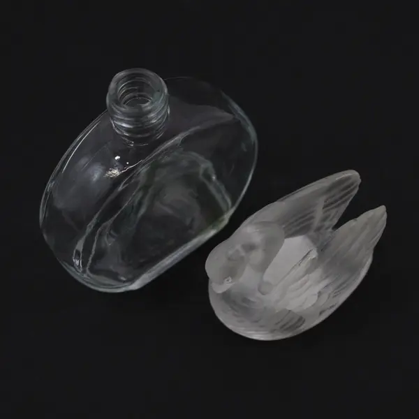 Delagar Glass Swan Empty Cologne Bottle Decorative Collectible 4-3/4"