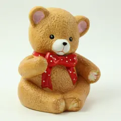 Global Art Musical Teddy Bear Figurine Red Polka-Dot Bow