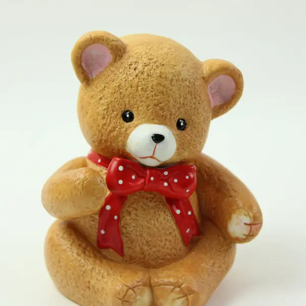Global Art Musical Teddy Bear Figurine Red Polka-Dot Bow
