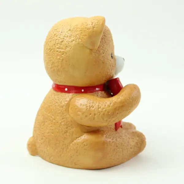 Global Art Musical Teddy Bear Figurine Red Polka-Dot Bow