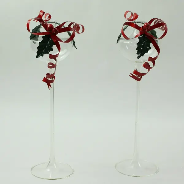 Set of 2 Wine Glass Style Christmas Ornaments Pre-Owned