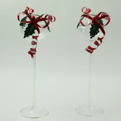 Set of 2 Wine Glass Style Christmas Ornaments Pre-Owned