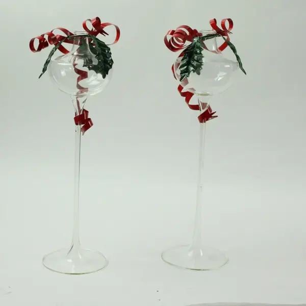Set of 2 Wine Glass Style Christmas Ornaments Pre-Owned