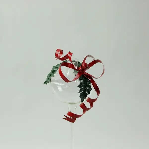 Set of 2 Wine Glass Style Christmas Ornaments Pre-Owned