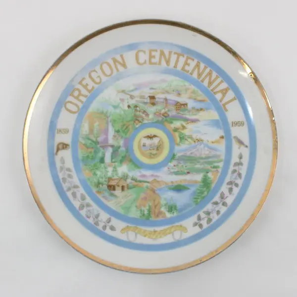 Oregon Centennial Souvenir Plate 1859-1959 Japan 7.25 Inch