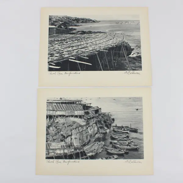 Set of 2 Vintage 1930s Pouch Cove Newfoundland Photo Prints 9x12 A.C. Shelton