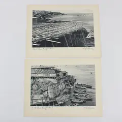 Set of 2 Vintage 1930s Pouch Cove Newfoundland Photo Prints 9x12 A.C. Shelton