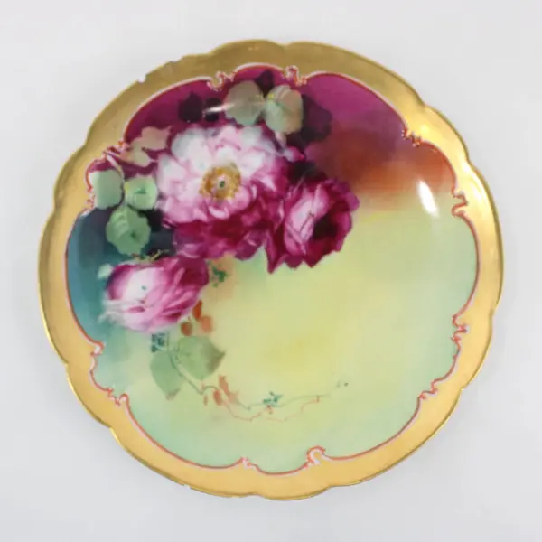 Antique M R Martial Redon Limoges France Hand Painted Plate Roses Pickard China