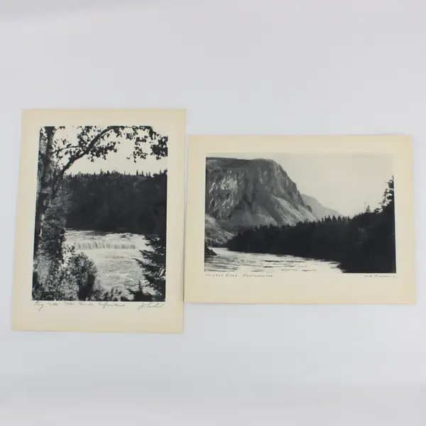 Set of 2 Vintage 1930s Humber River Newfoundland Black & White Photo Prints 9X12