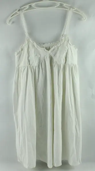 Women's White Babydoll Slip Dress Spaghetti Strap V-Neck Lace Top Medium
