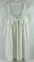 Women's White Babydoll Slip Dress Spaghetti Strap V-Neck Lace Top Medium
