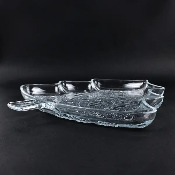 Indiana Glass Vintage Christmas Tree Serving Tray Embossed Clear Glass