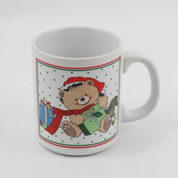 Enesco Christmas Teddy Bear Ceramic Coffee Mug Santa Hat Holiday