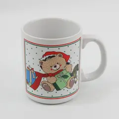 Enesco Christmas Teddy Bear Ceramic Coffee Mug Santa Hat Holiday