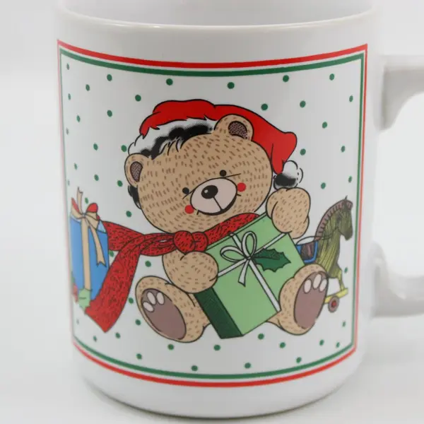 Enesco Christmas Teddy Bear Ceramic Coffee Mug Santa Hat Holiday