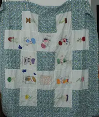 Handmade Le Chef Embroidered Quilt 60 x 60 Culinary Kitchen Decor FLAWED