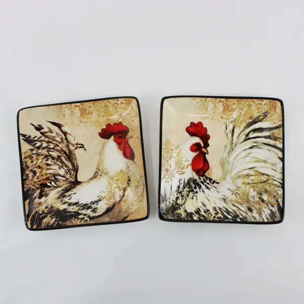 2 Certified International Susan Winget Avignon Morning Rooster Canape Plates 6"