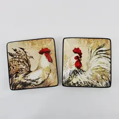 2 Certified International Susan Winget Avignon Morning Rooster Canape Plates 6"