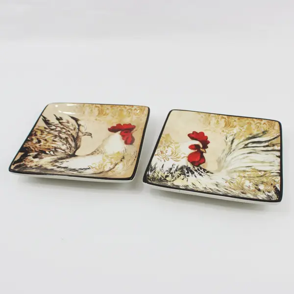 2 Certified International Susan Winget Avignon Morning Rooster Canape Plates 6"
