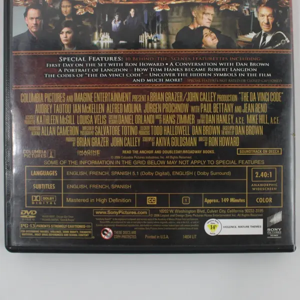 The Da Vinci Code DVD 2-Disc Widescreen Special Edition Tom Hanks
