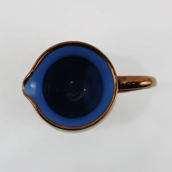 Creigiau Pottery Wales Lustreware Creamer Bronze Glazed Blue Interior