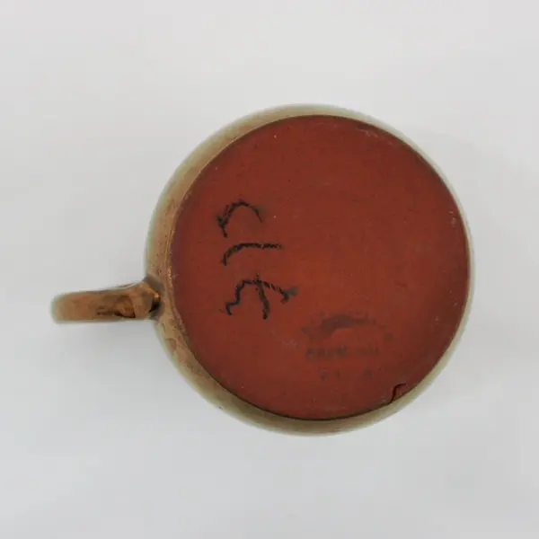 Creigiau Pottery Wales Lustreware Creamer Bronze Glazed Blue Interior