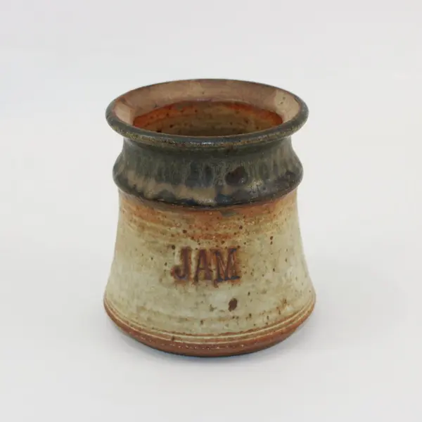 Handmade Ceramic Jam Jar Beige Brown Art Pottery Glazed