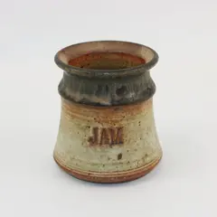 Handmade Ceramic Jam Jar Beige Brown Art Pottery Glazed