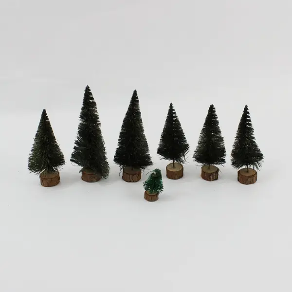 Lot of 7 Miniature Bottle Brush Trees Christmas Village Decor