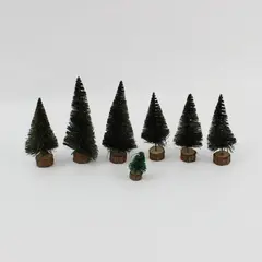 Lot of 7 Miniature Bottle Brush Trees Christmas Village Decor