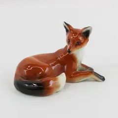 Porcelain Red Fox Figurine Made in China Collectible
