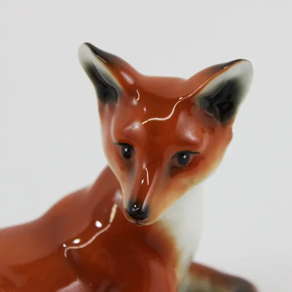Porcelain Red Fox Figurine Made in China Collectible