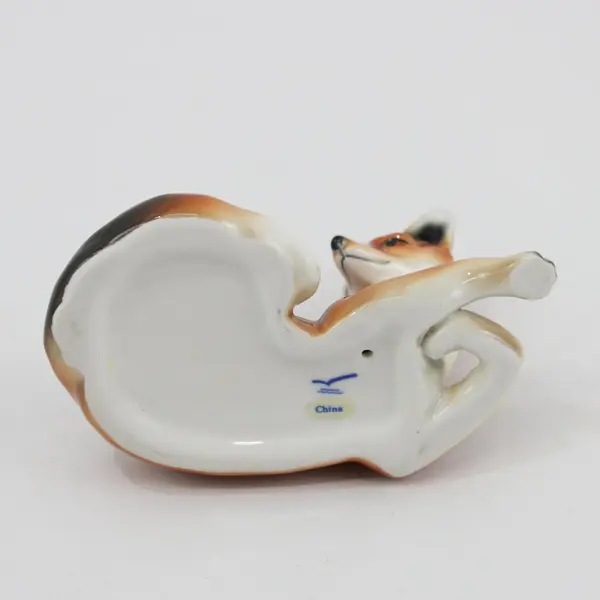 Porcelain Red Fox Figurine Made in China Collectible